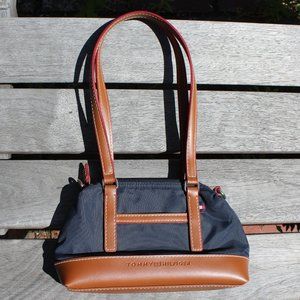 Tommy Hilfiger Small Navy Blue and Leather Bag